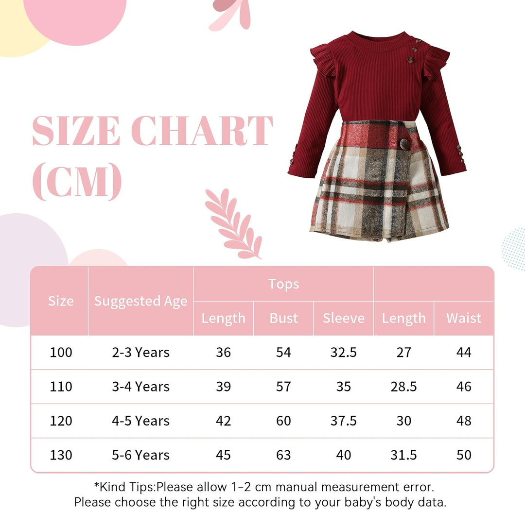 Miipat Baby Mädchen Kleidung Set Kleinkind Mädchen Outfits Set Lange Ärmel Pullover Tops mit Mini Ro