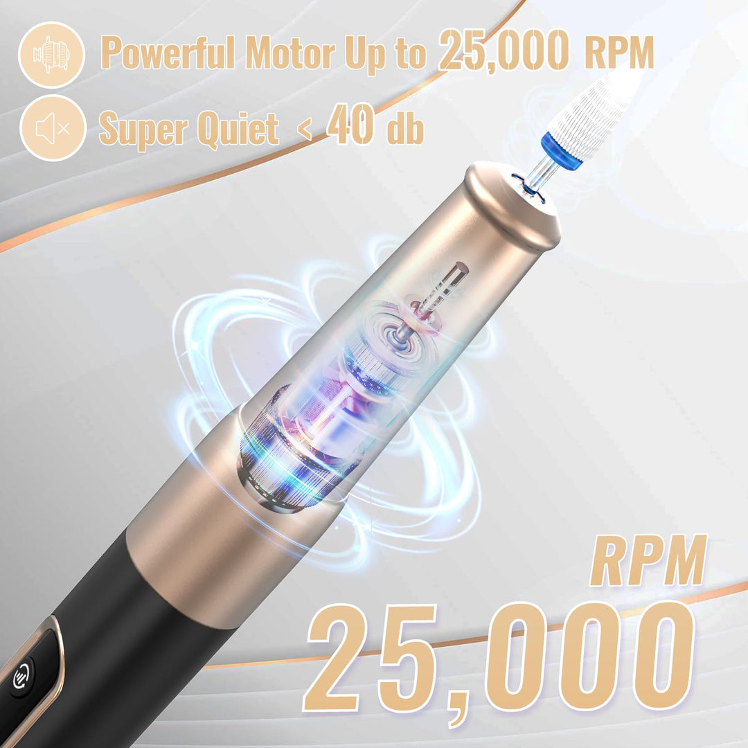Nagelfräser, Denabuty Elektrische Nagelfeile Kabellos 12 in 1 Fräser für Gelnägel 25000 u/Min, USB W