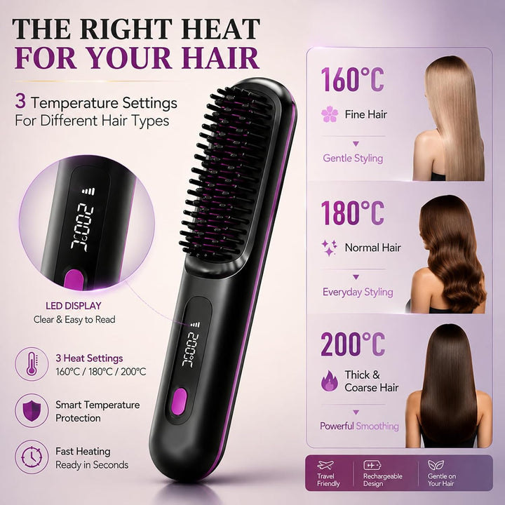 Stylingbürste für kurze haare mit Haaröl - 3 Temperaturstufen