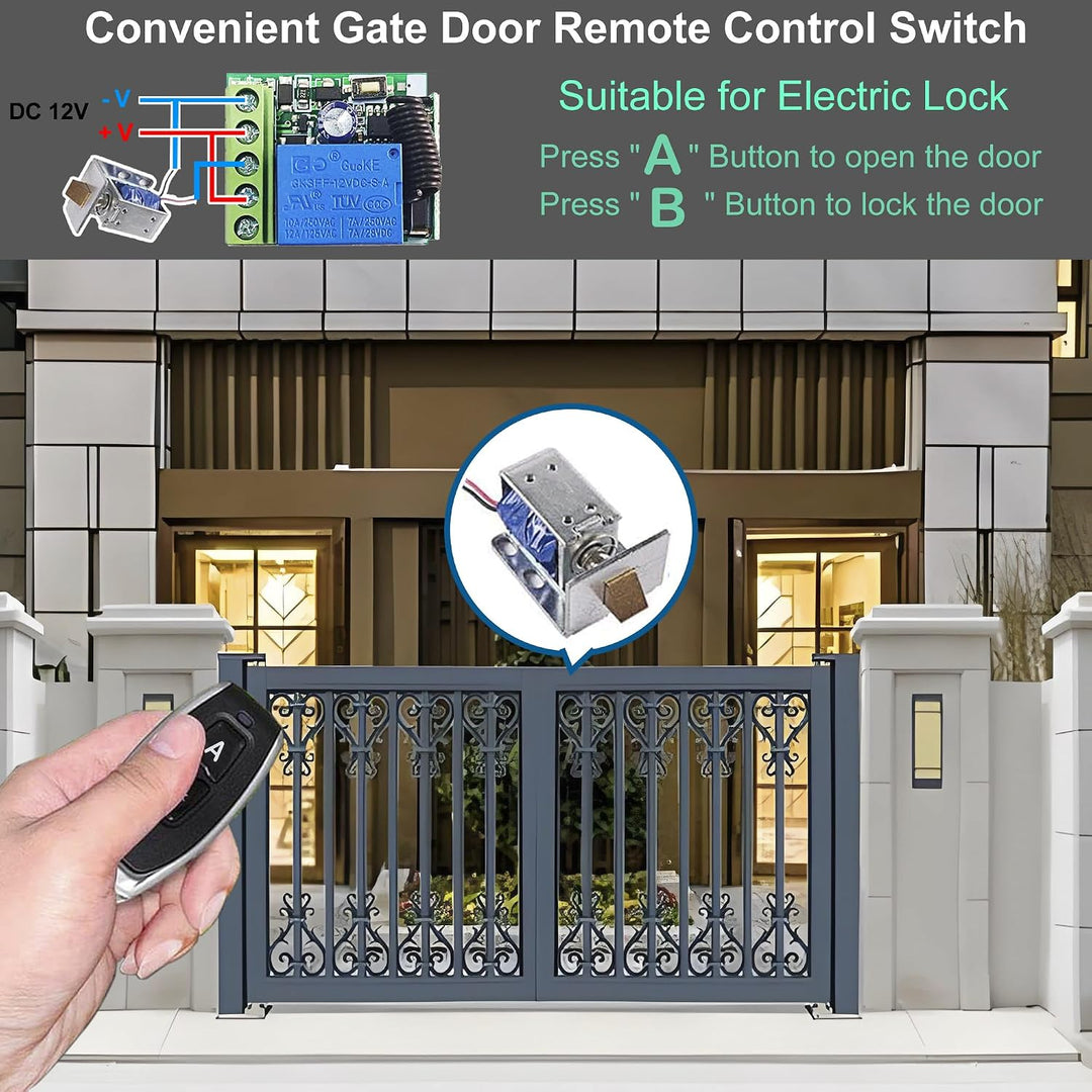 QIACHIP DC 12V Funk Fernbedienung Schalter 433 mHz Funk Relais 1 Kanal | Türöffner/Garagentor/Lichts