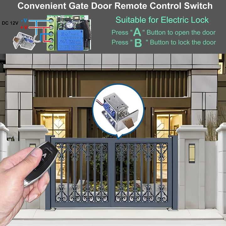 QIACHIP DC 12V Funk Fernbedienung Schalter 433 mHz Funk Relais 1 Kanal | Türöffner/Garagentor/Lichts