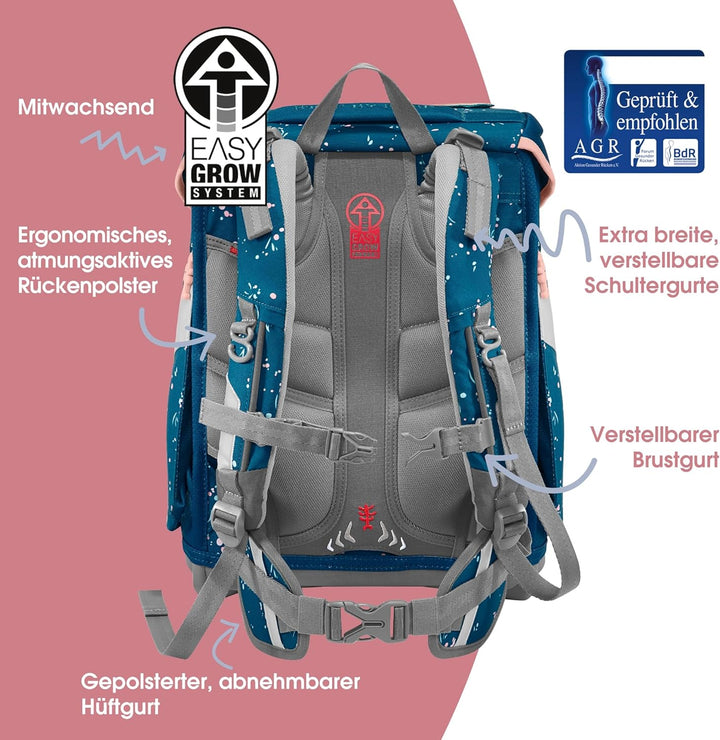 Step by Step Schulranzen-Set SPACE Wild Horse Ronja, 5-teilig, blau, Pferde-Design, ergonomischer To