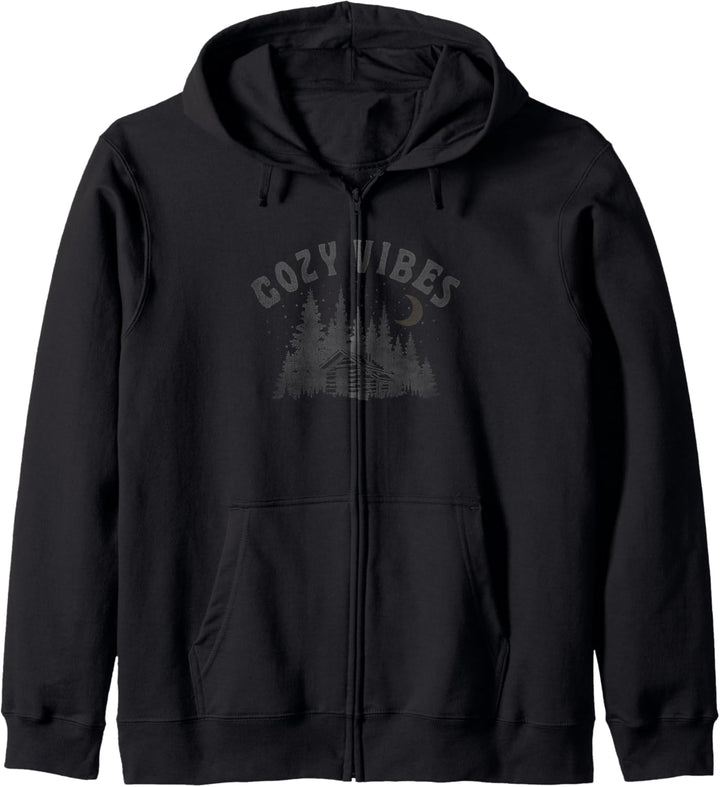 Cozy Vibes Log Cabin Forest Night Sky Kapuzenjacke