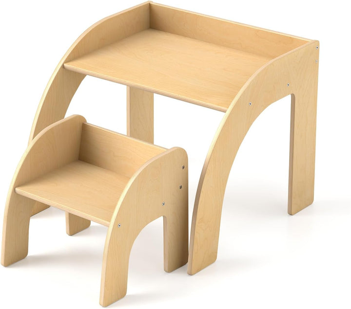 LIFEZEAL Kindertisch Set Holz, Kleiner Schreibtisch mit Stuhl für Kinder, Multifunktionaler Kinderle