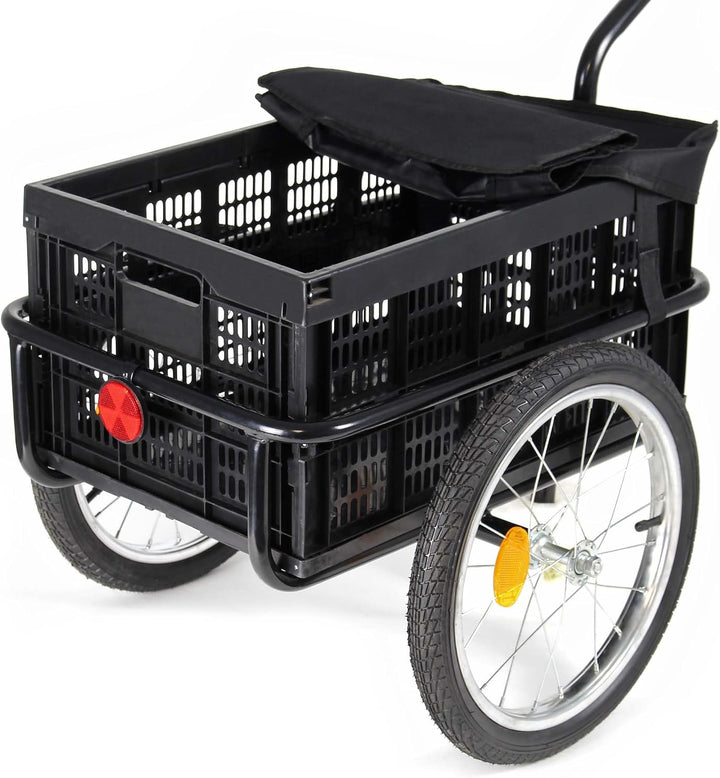 Wiltec Fahrrad Lastenanhänger, Fahrradanhänger, Deichsel klappbar &amp; Schnellkupplung für Einkäufe, Ur
