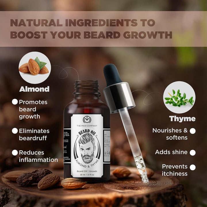 THE MAN COMPANY Bartöl für Herren, Bio Vegan (30 ml) – Bartpflege für Weichen Bart – Mit Natürlichem