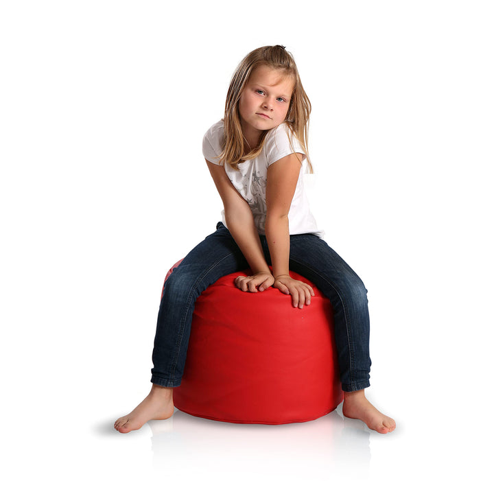 Ecopuf® Point SitzpoufZylinder Hocker Kunstleder Sitzhocker voll mit Styroporkugeln - Puff 55x40cm R