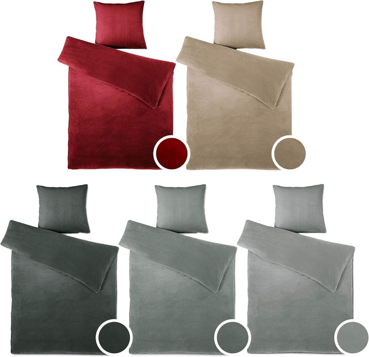 aqua-textil Feelwell Bettwäsche 200 x 200 cm 3teilig Coral Fleece Bettbezug Thermo Flausch anthrazit
