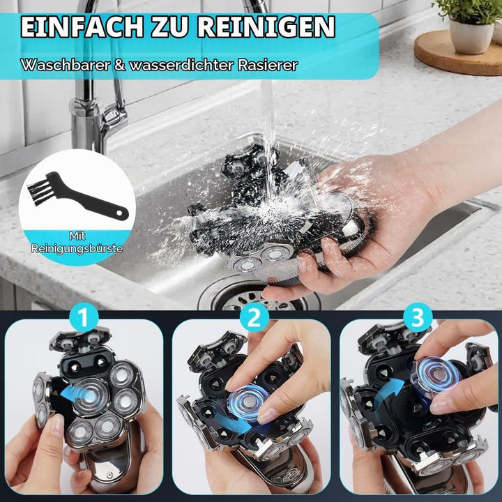 OFFCUP Glatzen Rasierer Herren IPX6 Wasserdicht Kopfrasierer Glatze mit 9D Scherköpfe Wiederaufladba