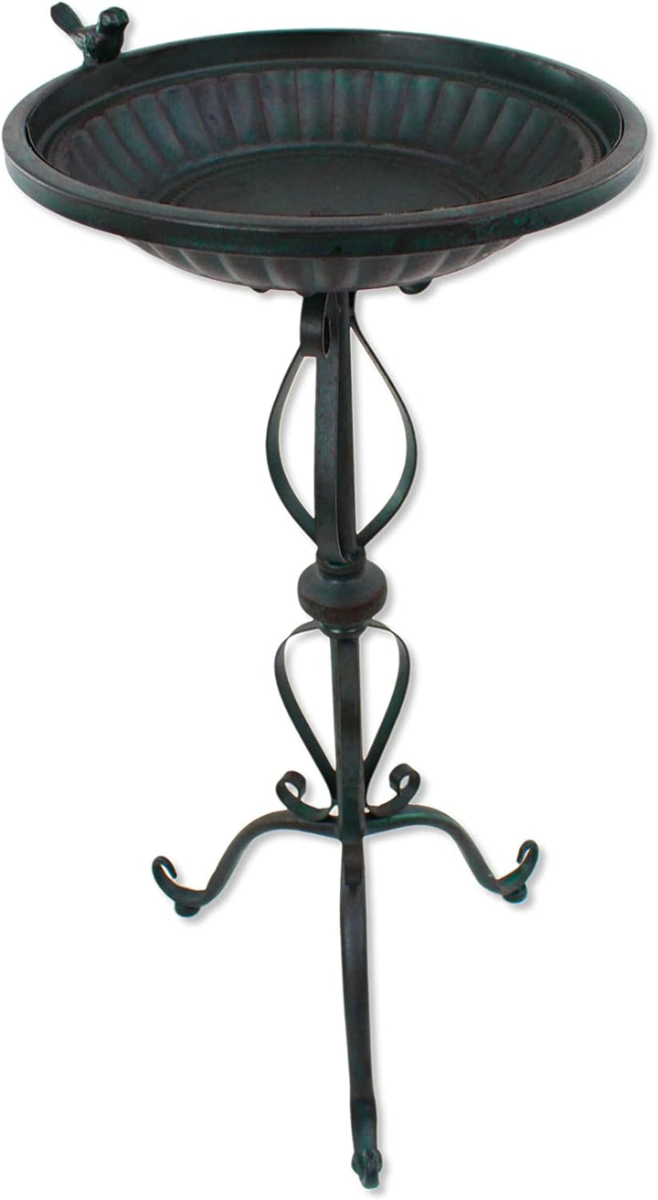 DARO DEKO Metall Vogel-Tränke anthrazit 68cm Vogelbad Wassertränke Gartendekoration
