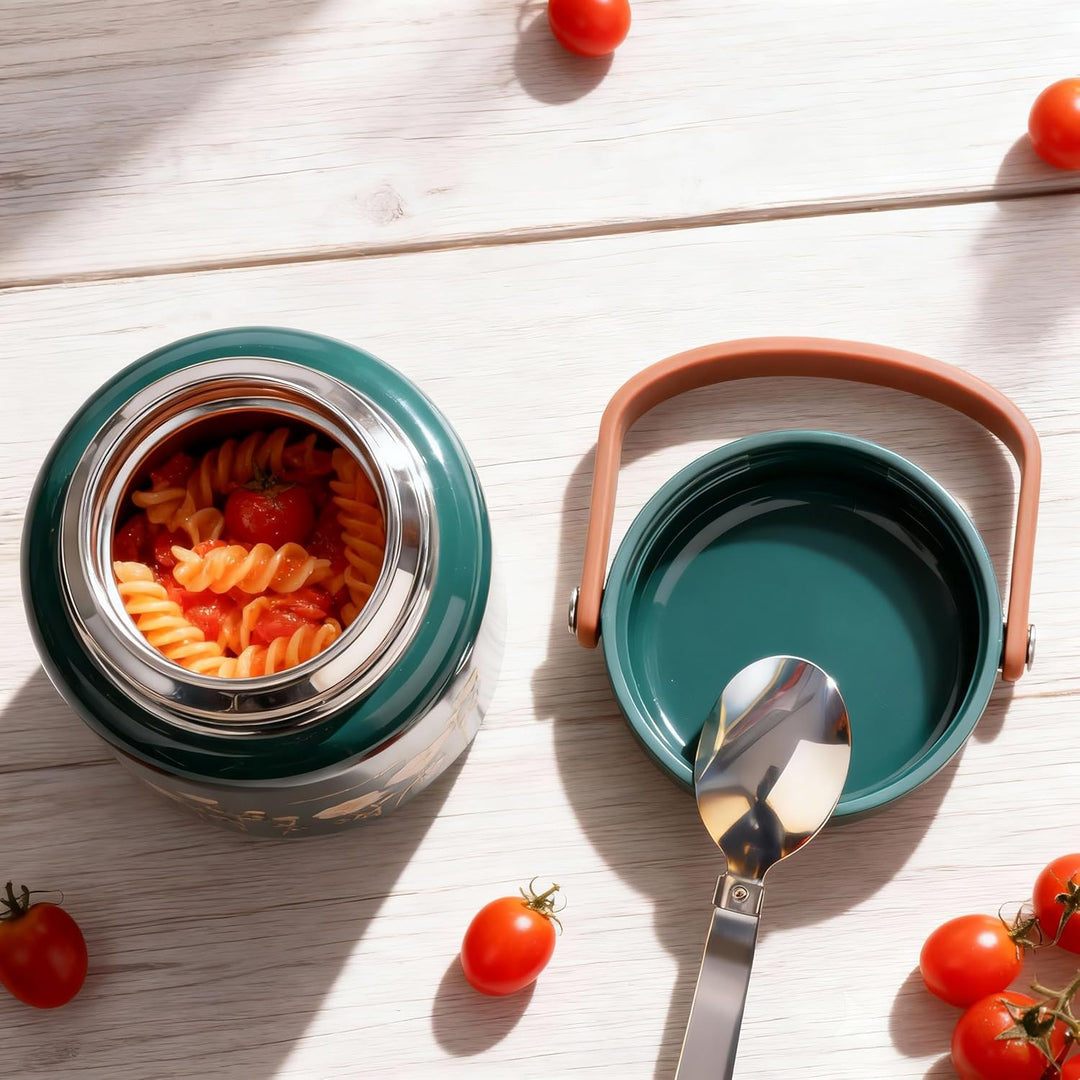 650ml Thermobehälter für Essen - Premium 316 Edelstahl Speisegefäss mit Löffel - Auslaufsicherer War