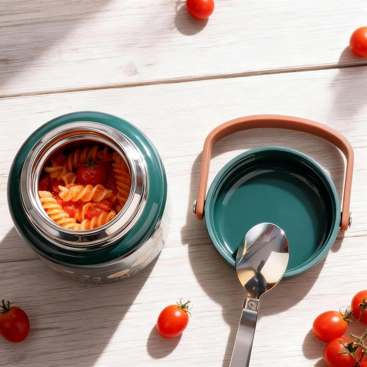 650ml Thermobehälter für Essen - Premium 316 Edelstahl Speisegefäss mit Löffel - Auslaufsicherer War