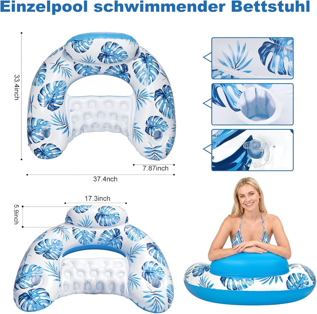 Erwachsene Luftmatratze Pool mit 2 Getränkehaltern für Seen Blue, Blue