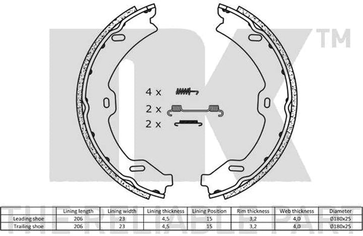 NK 2733765 Bremsbackensatz, Feststellbremse