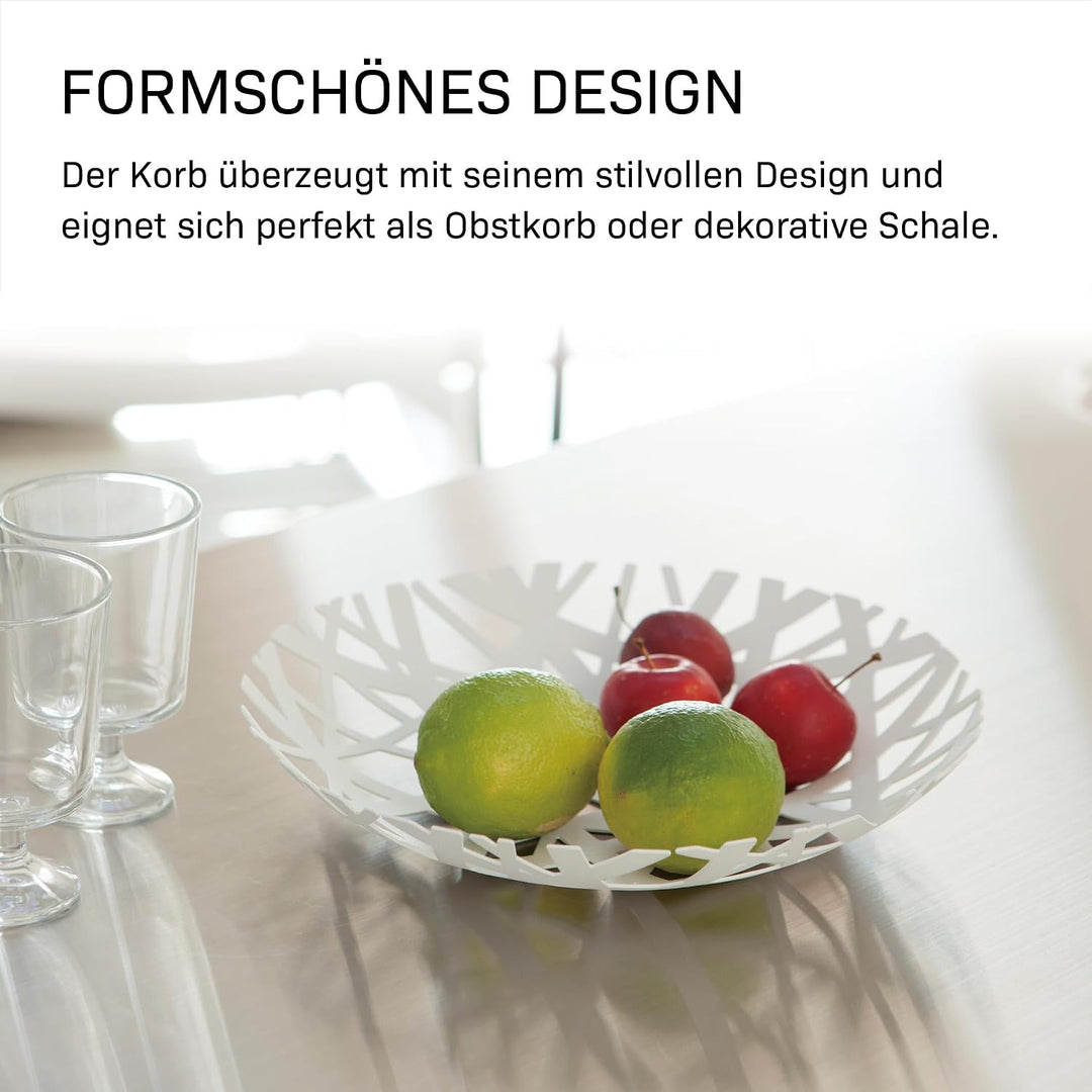 Yamazaki 2497 TOWER Obstschale, weiss, Stahl, Minimalistisches Design, 26 x 26 x 4,5 cm (LxBxH), Wei