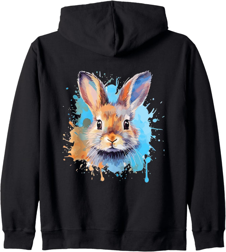 Bunte Kunst – Süsses Kaninchen Design Kapuzenjacke