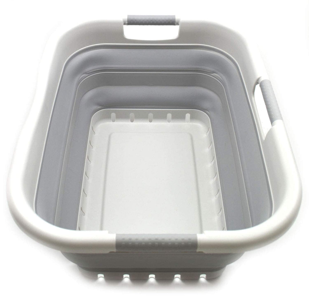 SAMMART 41L Collapsible 3 Handled Plastic Laundry Basket - Foldable Pop Up Storage Container/Organiz