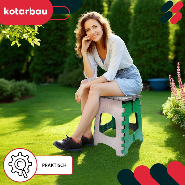 KOTARBAU® Tritthocker klappbar, Klappstuhl, Sitzhocker 44 cm Grün 44 cm, Grün 44 cm