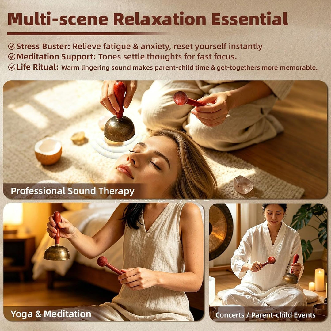 Tibetisches Klangschalen Set Meditationsklanginstrumente mit Holzhammer | Tibetische Klangschalen fü
