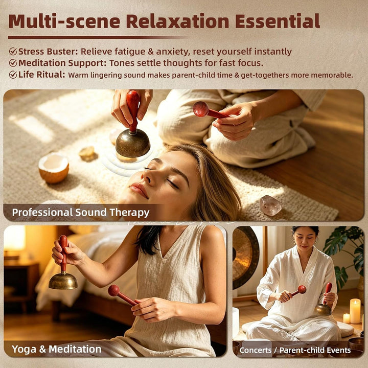 Tibetisches Klangschalen Set Meditationsklanginstrumente mit Holzhammer | Tibetische Klangschalen fü