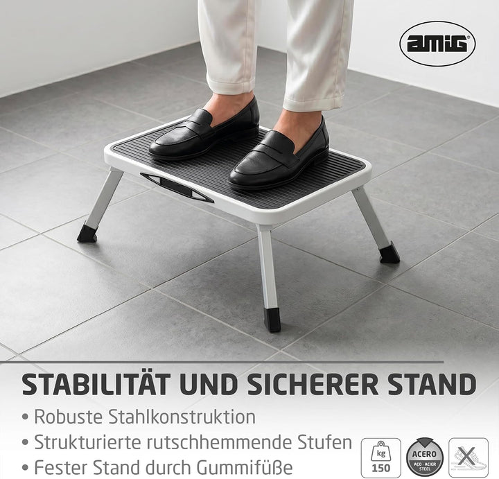 Amig - Klapphocker 1 Stufe - Tritthocker Weiss - 46 x 32 x 17 cm, 1