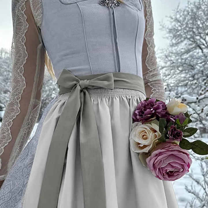 Generisch Dirndl Damen midi Lang Dirndl Trachtenkleid Trachtenrock Komplettsets Trachtenmode Trachte