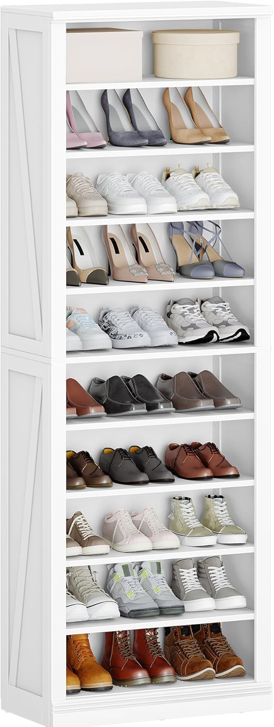 Hzuaneri Schuhschrank, Freistehender Schuhkommode mit 27-30 Paar, Verstellbare Regalböden, Schuhkipp
