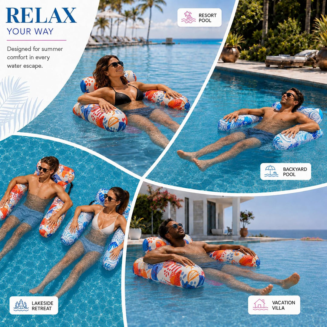 Aufblasbare Wasser Pool Luftmatratze für Erwachsene 2 Stück, Aufblasbare Pool-Schwimmsitze, Aufblasb