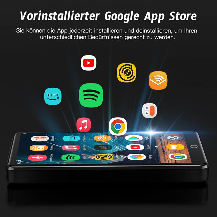 MP3-Player mit WLAN und Bluetooth, 4,02-Zoll-IPS-HD-MP4-Player, MP3-Player mit Lautsprechern, Androi
