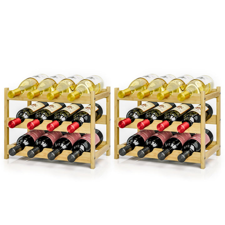 Dripex Weinregal, 2er Set, klein Flaschenregal, Flaschenhalter 3 Ebenen 12 Flacshen-2er Set, 12 Flac