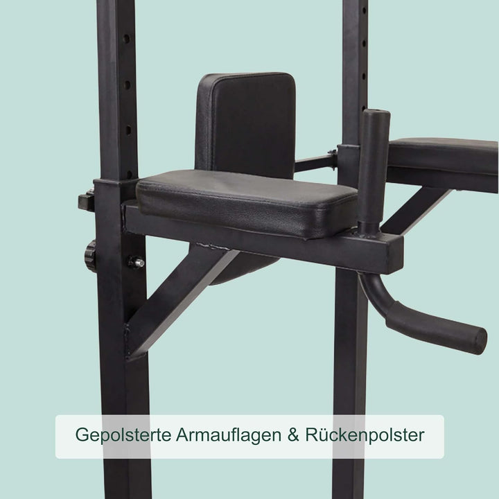 Relaxdays Power Tower, 160-230 cm höhenverstellbar, bis 150 kg, schwarz