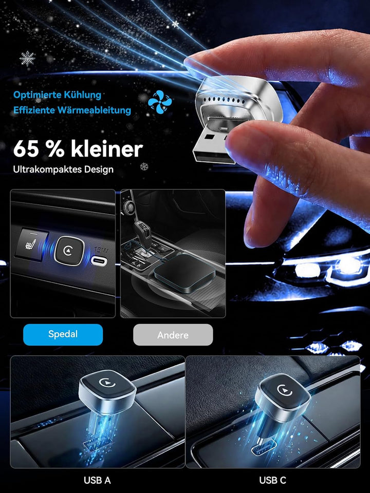 2-in-1 Wireless CarPlay &amp; Android Auto Adapter 2026, Mini, Plug &amp; Play Silber-Schwarz, Silber-Schwar