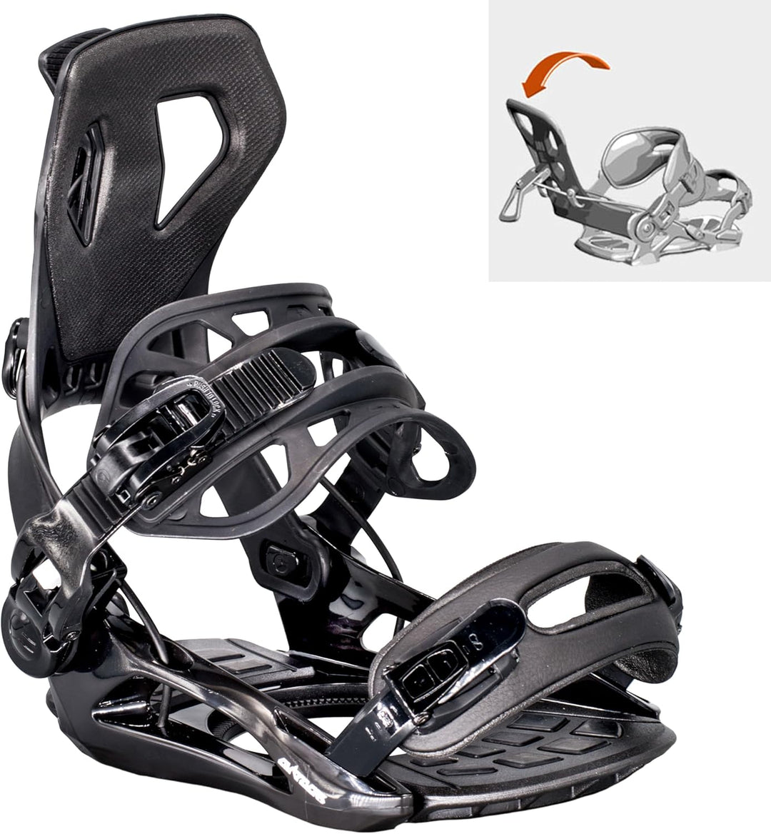 Airtracks Herren Snowboard Set – Data Flat Zero Rocker Snowboard Wide - Snowboardbindung Master Fast