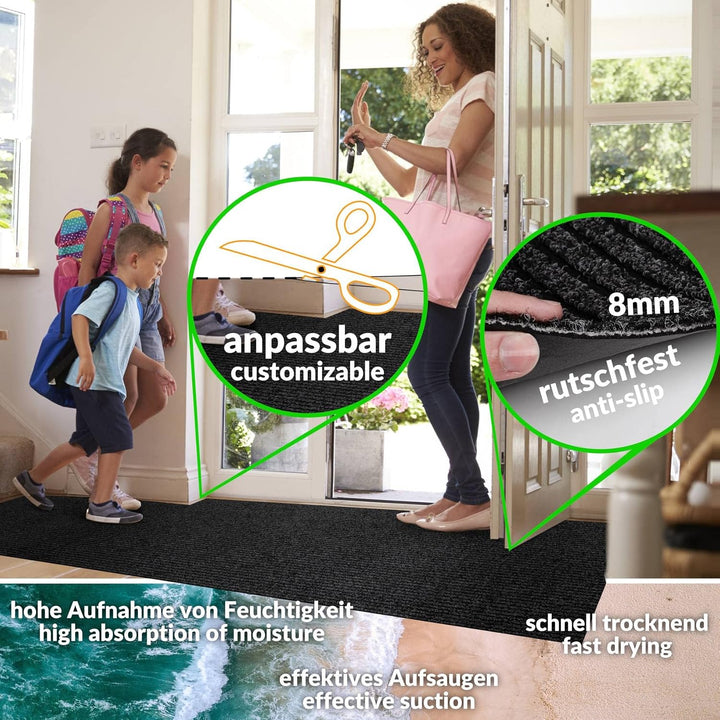 ANRO Schmutzfangmatte Mischa Teppich Läufer Meterware rutschfest &amp; zuschneidbar | Indoor Outdoor Fus