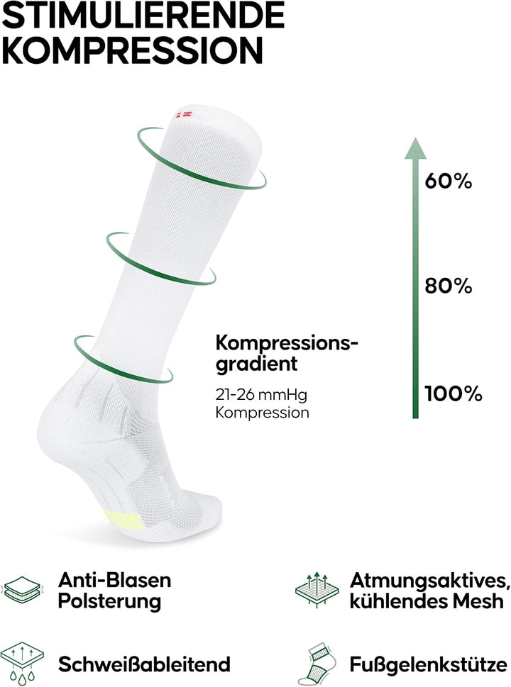 DANISH ENDURANCE Kompressionsstrümpfe, 21-26 mmHg, Sport Kompressionssocken, Stützstrümpfe, Thrombos