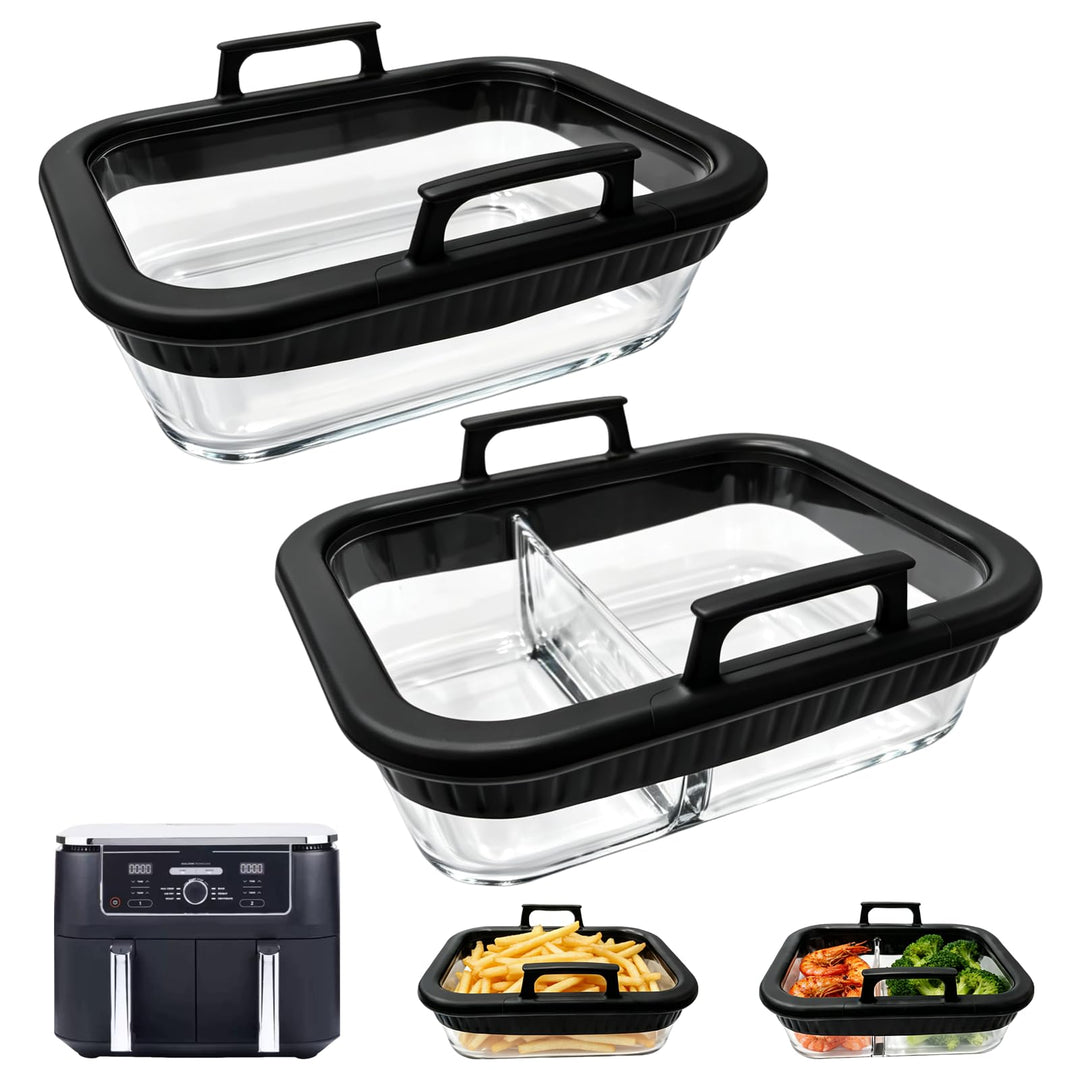 2 Stück Auflaufform Airfryer für Ninja Heissluftfritteuse AF400/AF500/SL400, Borosilikatglas Backfor