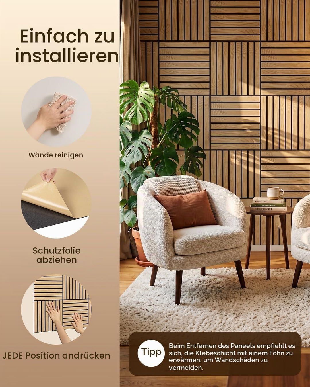 Soundsbay Akustikpaneele Selbstklebend 0.54 ㎡-6 Stück 30×30×0.9cm Oak 6 Pack Oak, 6 Pack Oak