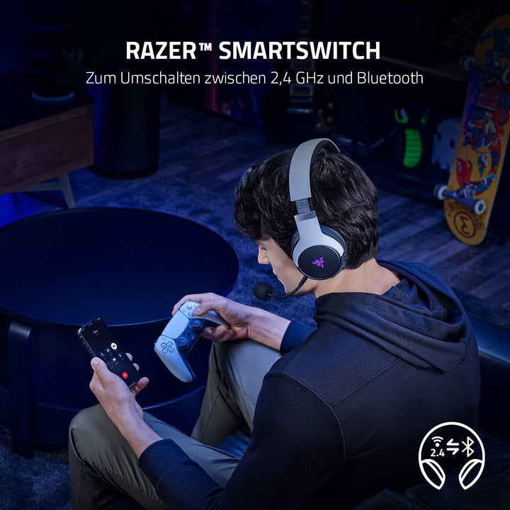 Razer Kaira Pro - Dual Wireless PlayStation 5 Headset mit Haptik HyperSense, 50 mm-Treiber, Hypercle
