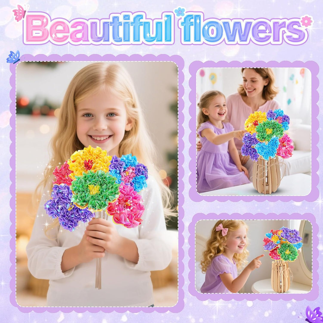 Own1one Bastelset für Mädchen 6-8 Jahre, Blumenstrauss Basteln mit PaillettenSpielzeug ab 4-12 Jahre