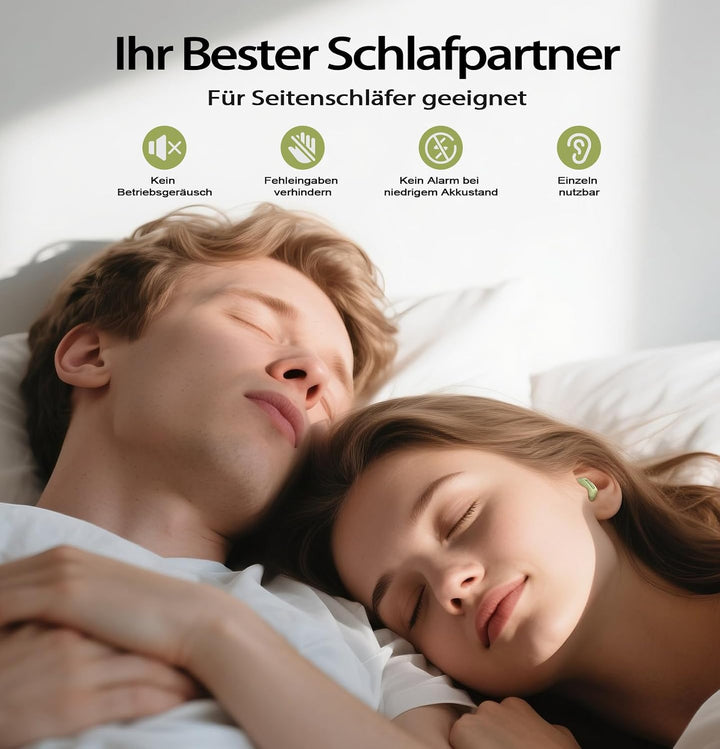 Bluetooth Kopfhörer In-Ear Schlafkopfhörer Mini ANC Kopfhörer Kabellos Grün, Grün