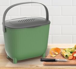 EDA - 10 Liter Komposteimer mit Kohlefilter - XXL Öffnung - Geruchsfilter - Modernes Design - Kaktus
