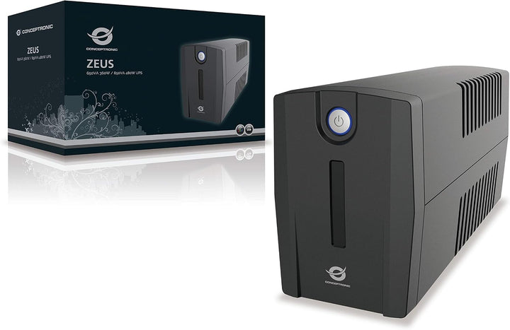 Conceptronic ZEUS01ES 650VA 360W USV, 2 x Schuko Socket 650 VA / 360 W 2 x Schuko socket, 650 VA / 3