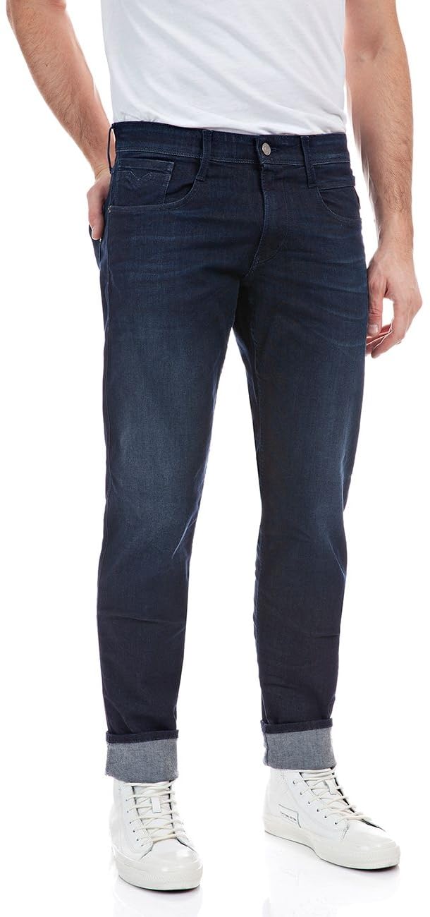 Replay Herren Jeans Anbass Slim-Fit mit Power Stretch 29W / 30L Blu (Blu Scuro 781), 29W / 30L Blu (