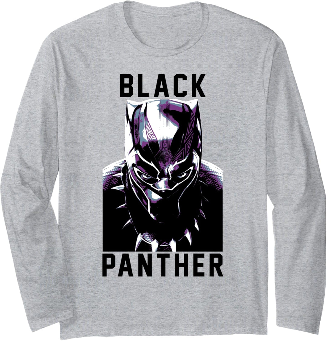 Marvel Black Panther Text Portrait Langarmshirt