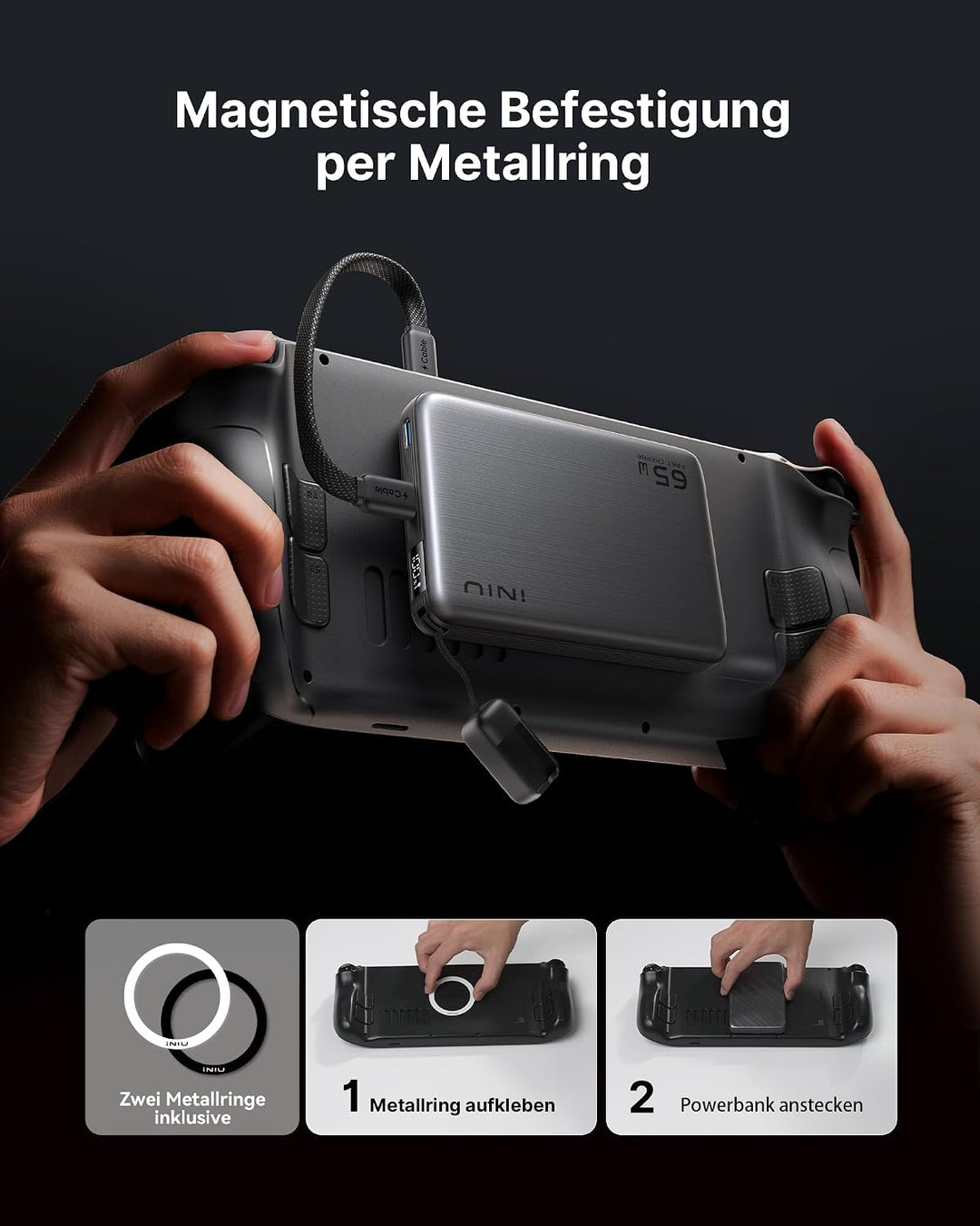 INIU für MagSafe Qi2 25W Powerbank, Ultradünn 10000mAh Externe Handyakku