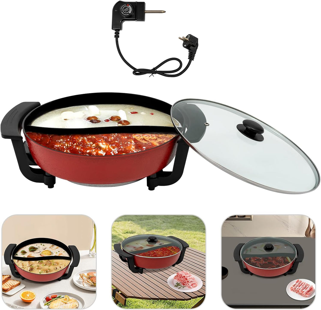 Multifunktional Elektrischer Hot Pot 6 L 1360 W 2 Seiten Yin Yang Hotpot Antihaft Kochtopf 5-Stufige