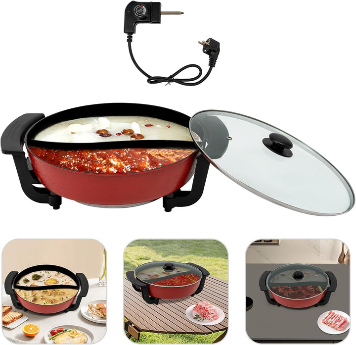 Multifunktional Elektrischer Hot Pot 6 L 1360 W 2 Seiten Yin Yang Hotpot Antihaft Kochtopf 5-Stufige