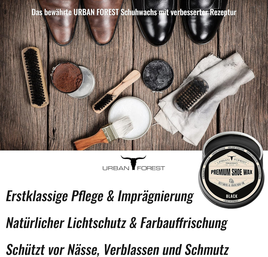 URBAN FOREST SPARSET Schuh Reiniger + Schuhwachs Schwarz | Professionelle Schuh-Reinigung &amp; Schuh-Pf