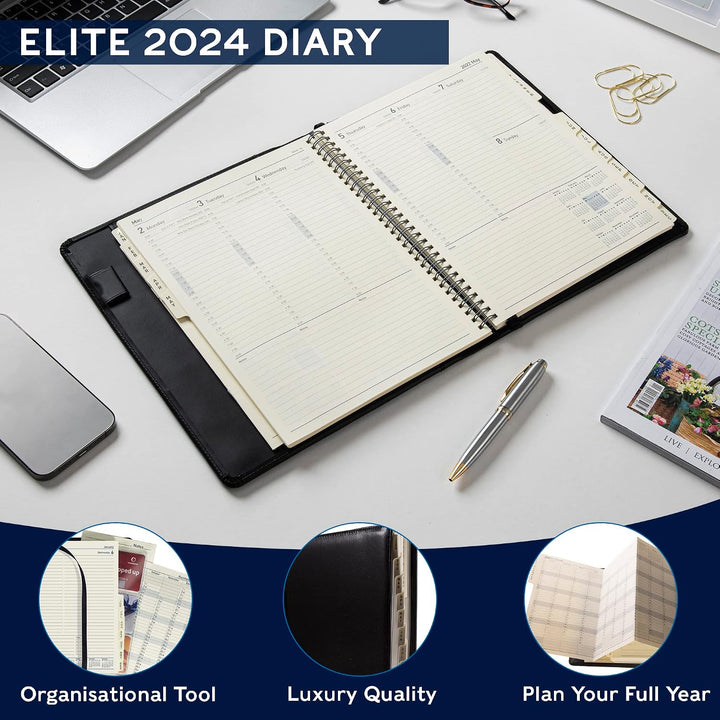 Collins Elite 2024 Terminplaner Manager Wochenansichtsplaner – Terminplaner-Nachfüllpackung – Geschä