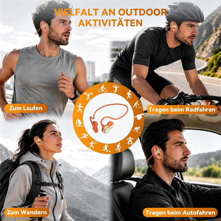 OHAYO Open Ear Kopfhörer Bluetooth, Kopfhörer Joggen, Bluetooth 6.0, Wasserdicht nach IPX7, 10h Lauf
